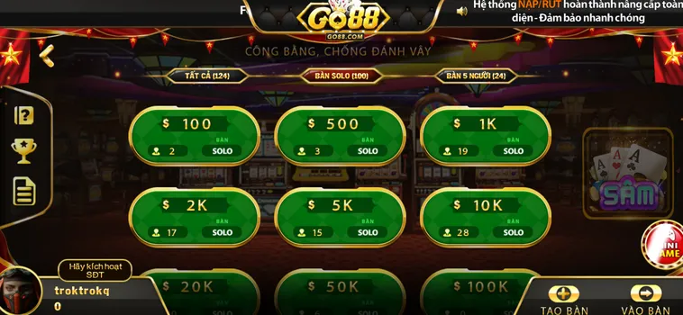 Sâm Lốc Tại Go88 Sảnh Bài Đấu Trí Sôi Động Chinh Phục Kho Báu Khủng