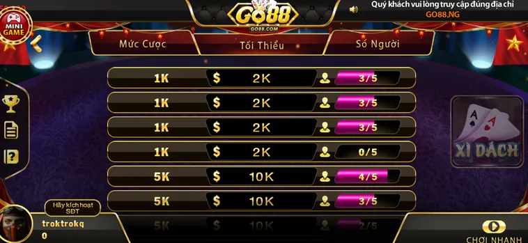 Chinh Phục Sảnh Bài Xì Dách Tại Go88 Sát Phạt Khốc Liệt Nhận Thưởng Cực Khủng